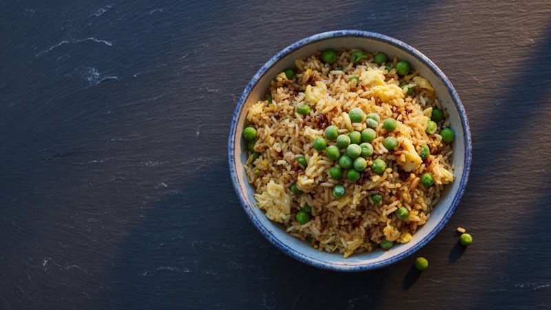 Egg fried rice, leftovers-friendly