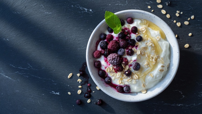 Greek yogurt with oats and berries