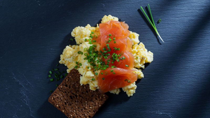 Smoked salmon and scrambled eggs